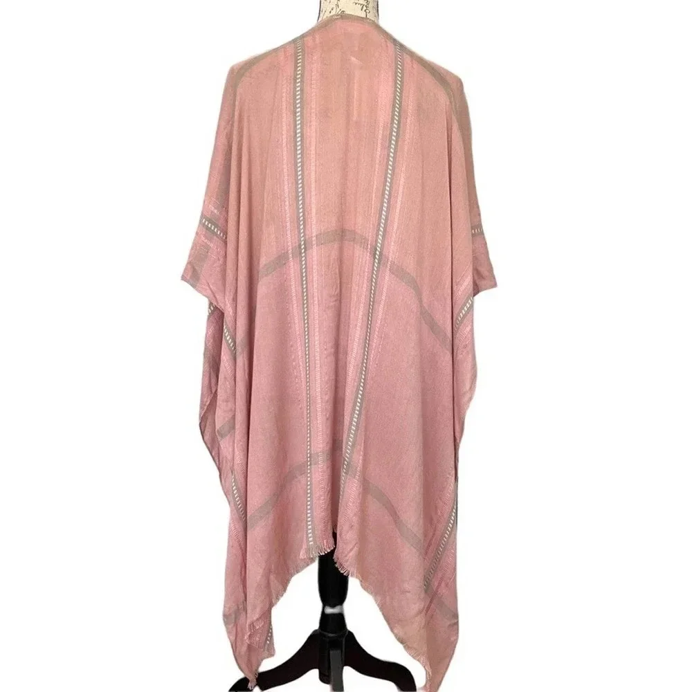 NEW LC Lauren Conrad Women Wrap One Size Pink Striped‎ Boho Open Front Layering